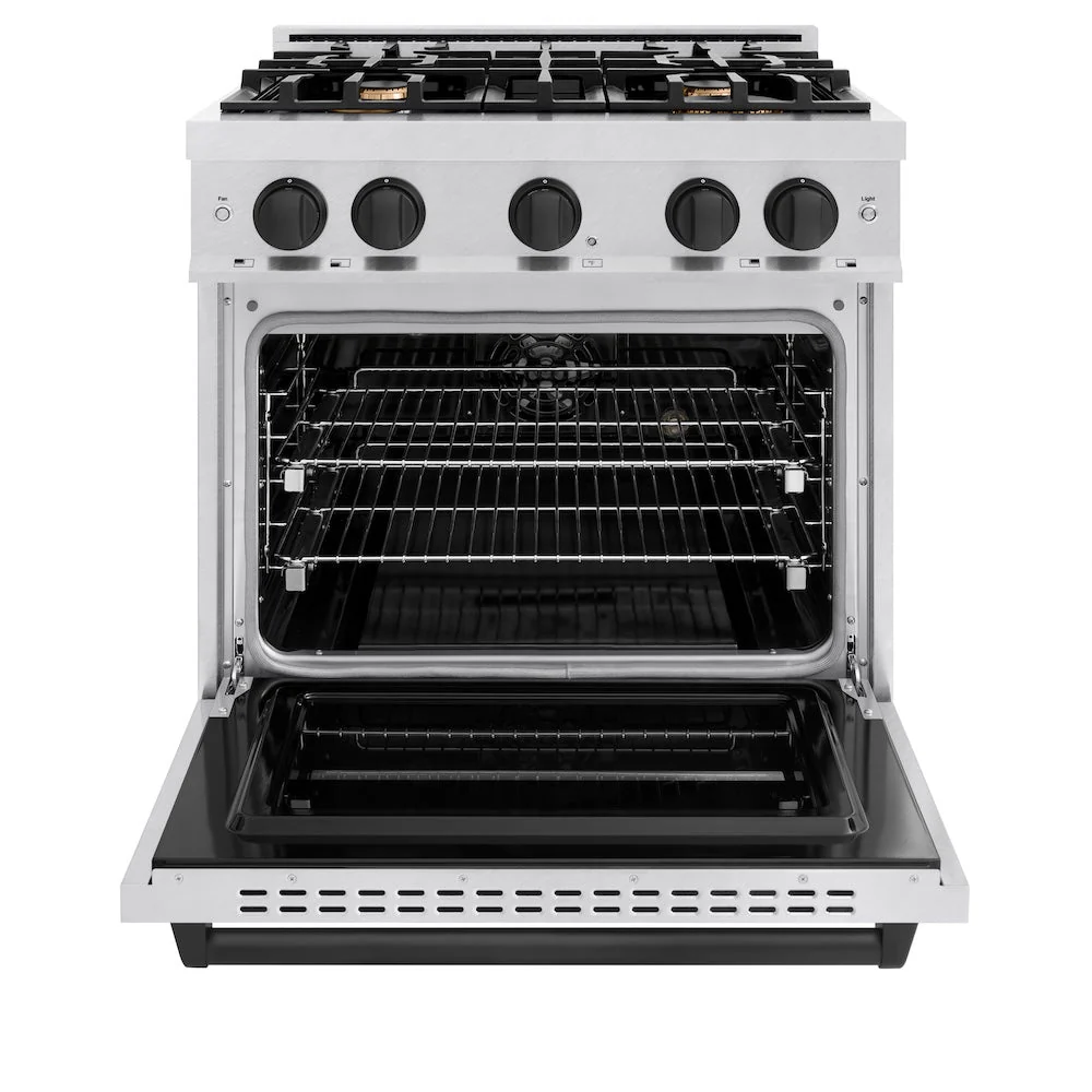 ZLINE Autograph Edition 30 in. 4.2 cu. ft. Classic Dual Fuel Range with 4 Burner Gas Cooktop and Electric Convection Oven in Satin Stainless Steel with Matte Black Accents, Open Box-Good Condition - Image 8