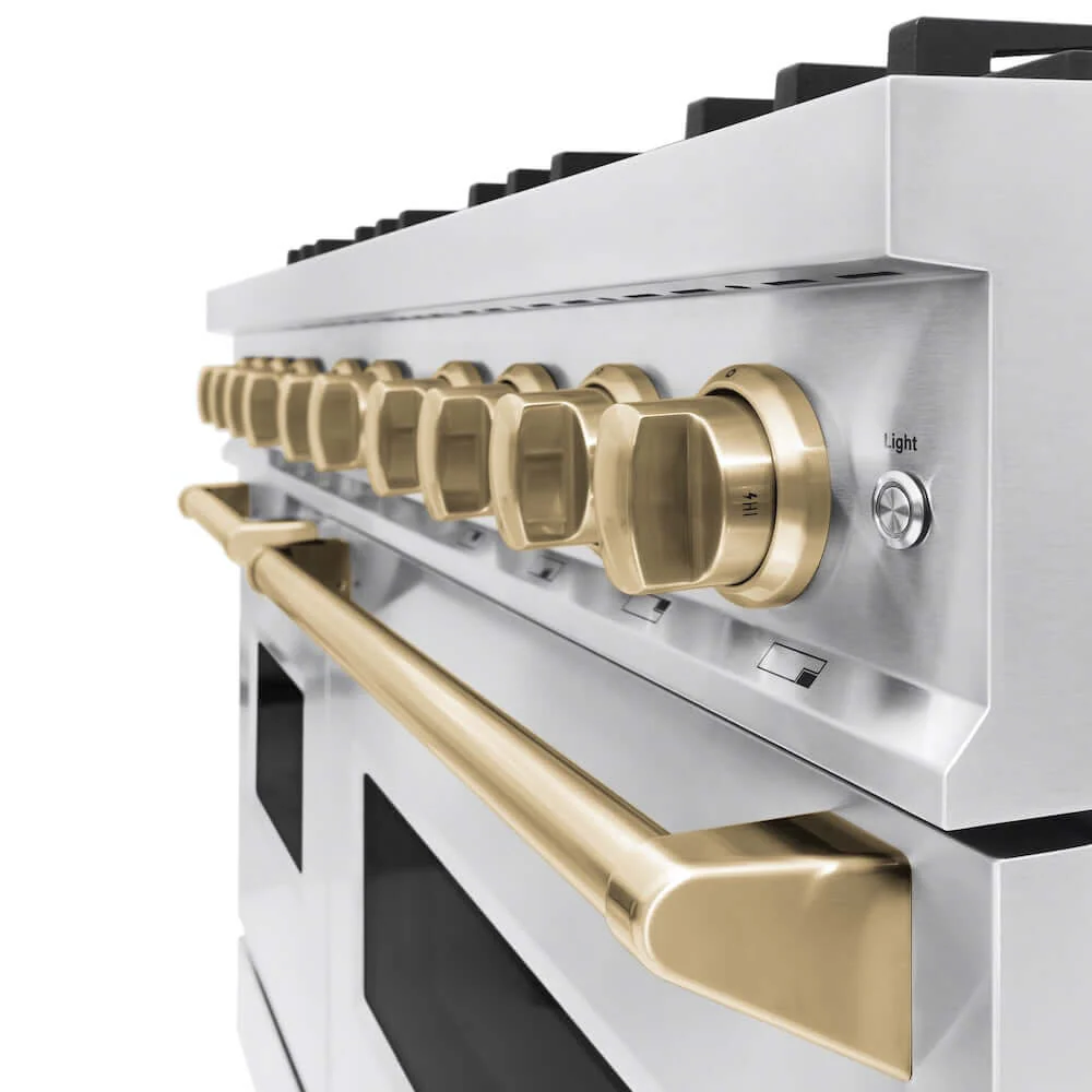 ZLINE Autograph Edition 48 in. 6.7 cu. ft. Classic Double Oven Dual Fuel Range with 8 Burner Gas Cooktop in Stainless Steel and Champagne Bronze Accents, Open Box-Good Condition - Image 8