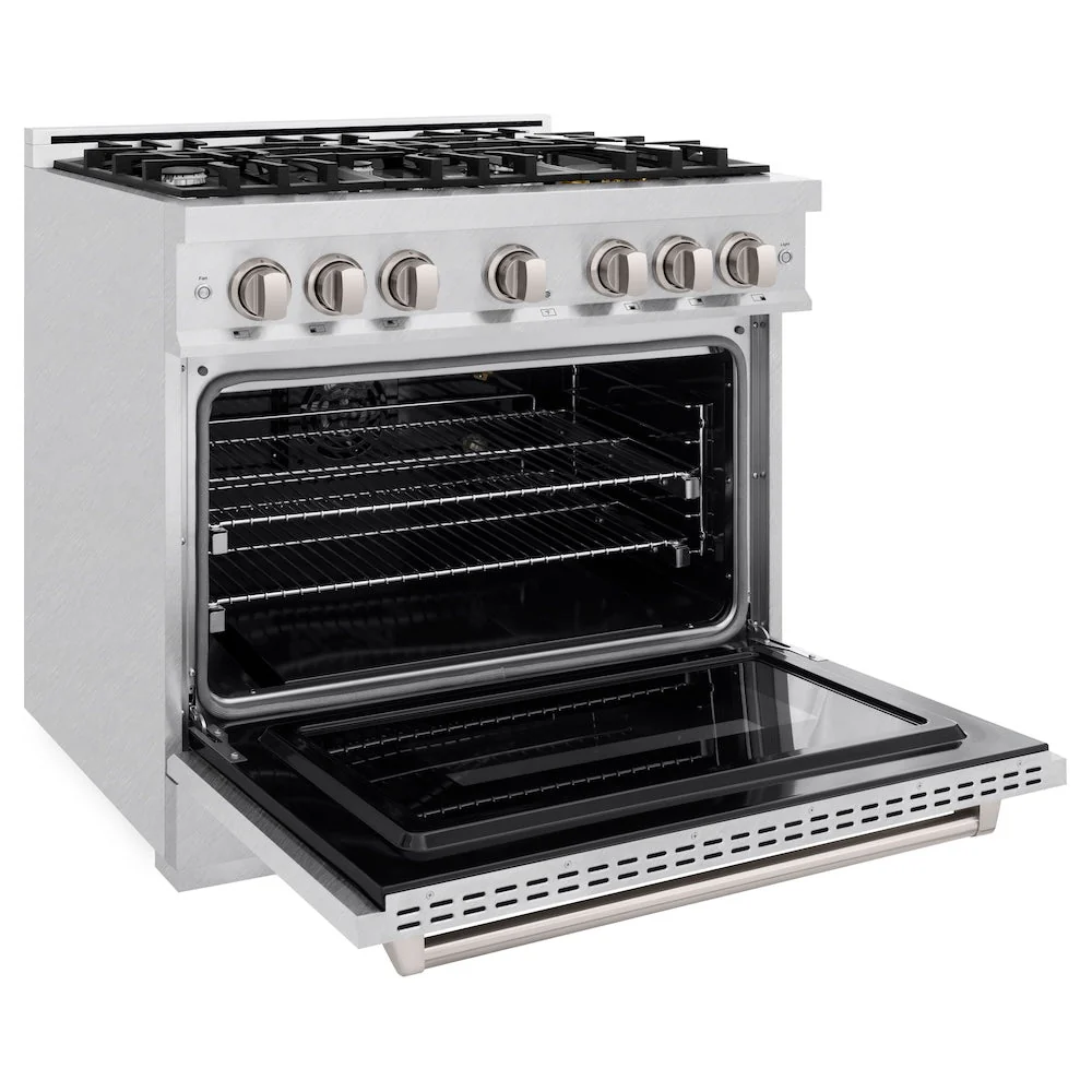 ZLINE 36 in. 5.2 cu. ft. Classic Gas Range with 6 Burner Cooktop and Convection Gas Oven in Satin Stainless Steel, Open Box-Good Condition - Image 4
