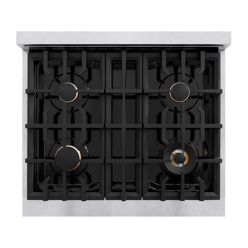 ZLINE Autograph Edition 30 in. 4.2 cu. ft. Classic Gas Range with 4 Burner Cooktop and Convection Gas Oven in Satin Stainless Steel and Matte Black Accents, Open Box-Good Condition - Image 6
