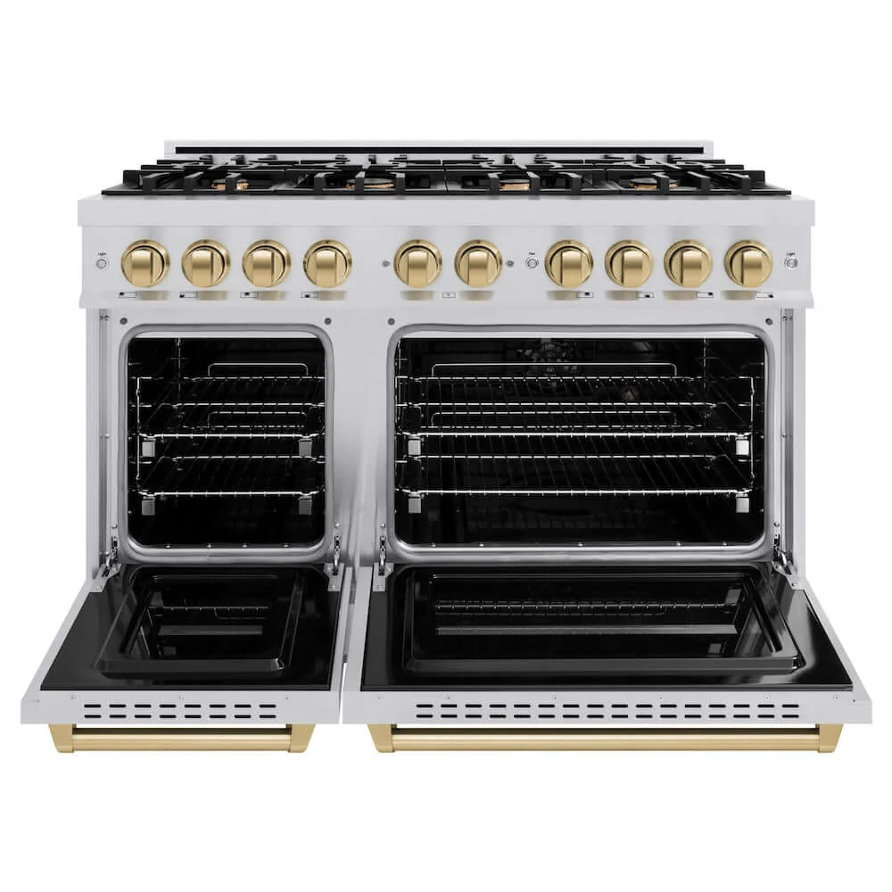 ZLINE Autograph Edition 48 in. 6.7 cu. ft. Classic Double Oven Gas Range with 8 Burner Cooktop in Stainless Steel and Champagne Bronze Accents, Open Box-Good Condition - Image 7