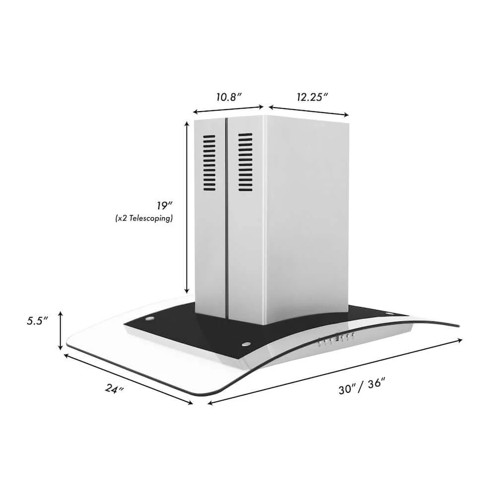 ZLINE 30 in. Convertible Vent Island Mount Range Hood in Stainless Steel & Glass, Handle Open Box-Good Condition - Image 9