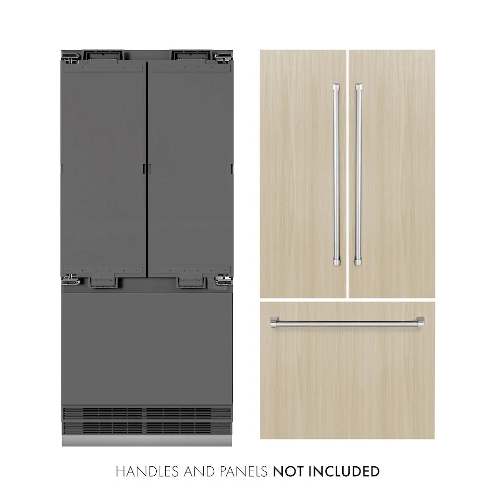 ZLINE 36 in. 19.6 cu. ft. Panel Ready French Door Built-In Bottom Freezer Refrigerator with Water Dispenser and Ice Maker with Graphite Gray Interior, Open Box-Good Condition - Image 3