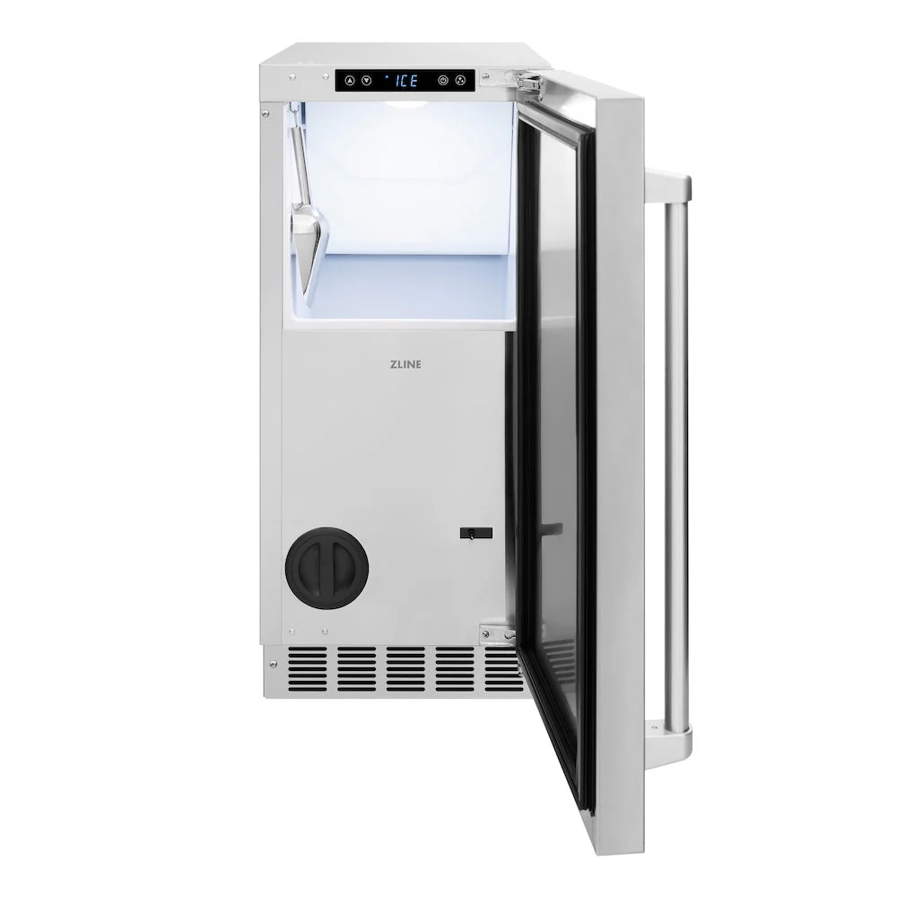 ZLINE 15 in. Touchstone Clear Cube Ice Maker with Drain Pump and Solid Stainless Steel Door, Open Box-Good Condition - Image 4