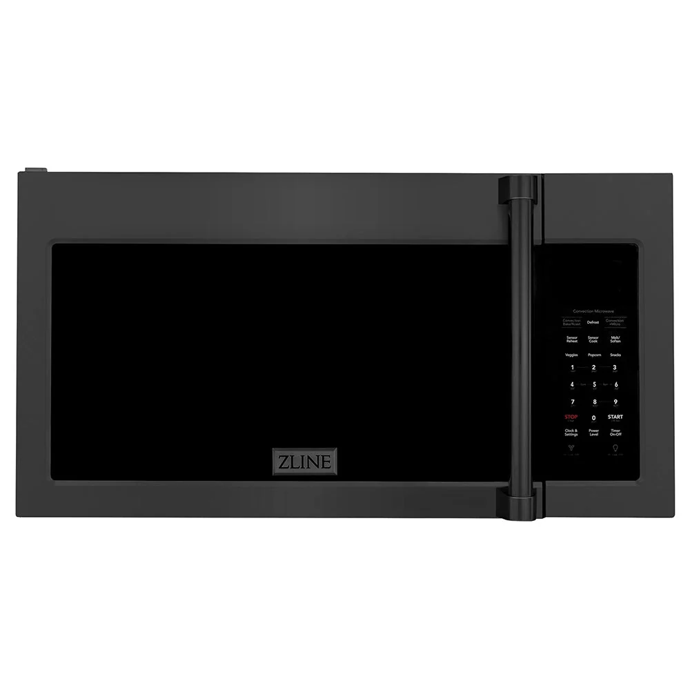 ZLINE 30 in. 1.5 cu. ft. Over-The-Range Convection Microwave Oven in Black Stainless Steel with Traditional Handle and Sensor Cooking, Open Box-Good Condition
