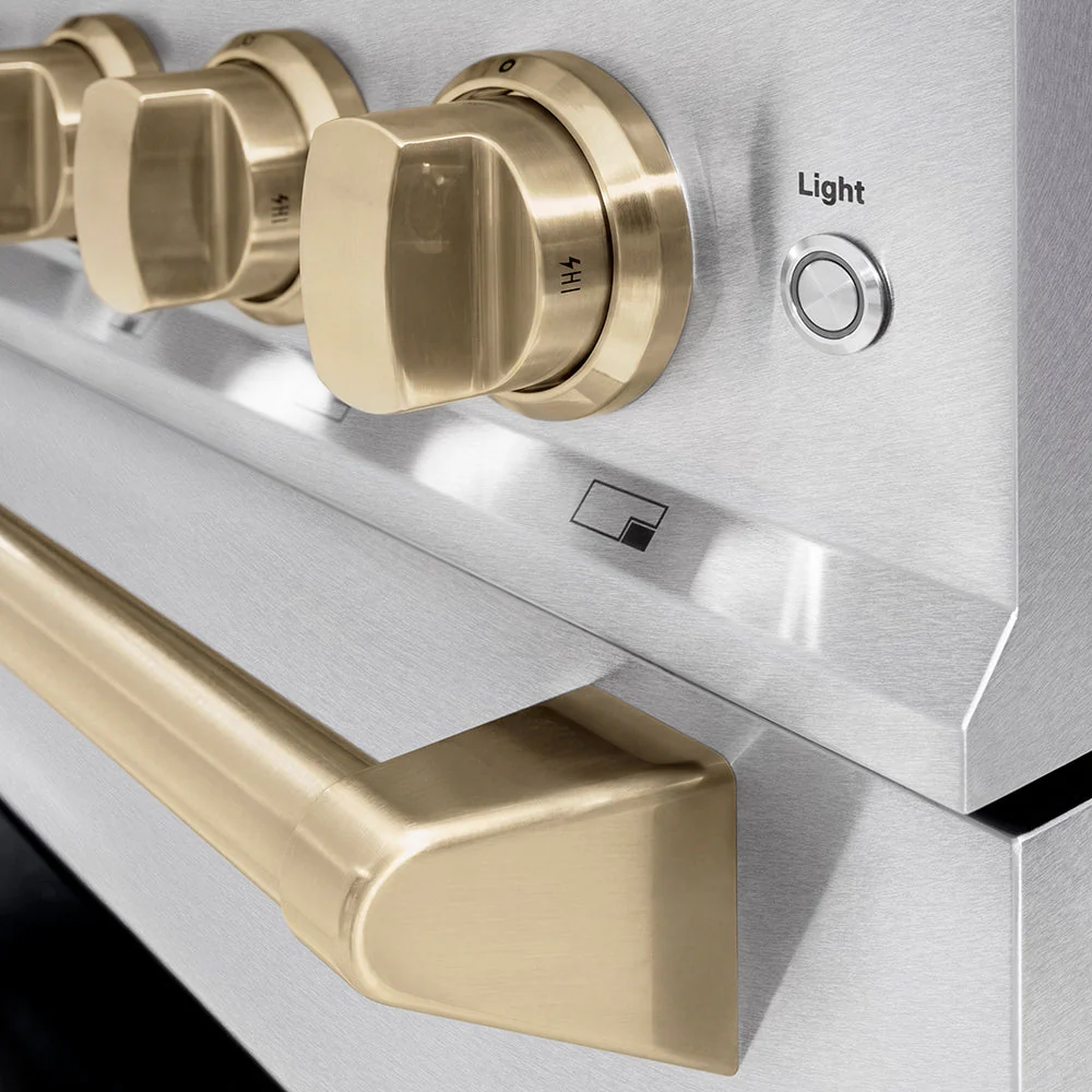 ZLINE Autograph Edition 36 in. 5.2 cu. ft. Classic Gas Range with 6 Burner DuoPro™ Cooktop and Convection Gas Oven in Satin Stainless Steel and Champagne Bronze Accents, Open Box-Good Condition - Image 18