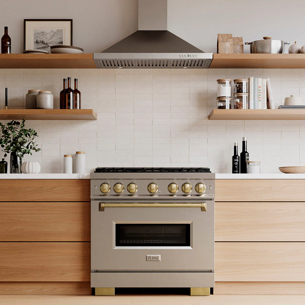 ZLINE Autograph Edition 36 in. 5.2 cu. ft. Classic Gas Range with 6 Burner DuoPro™ Cooktop and Convection Gas Oven in Stainless Steel and Champagne Bronze Accents, Open Box-Good Condition - Image 23