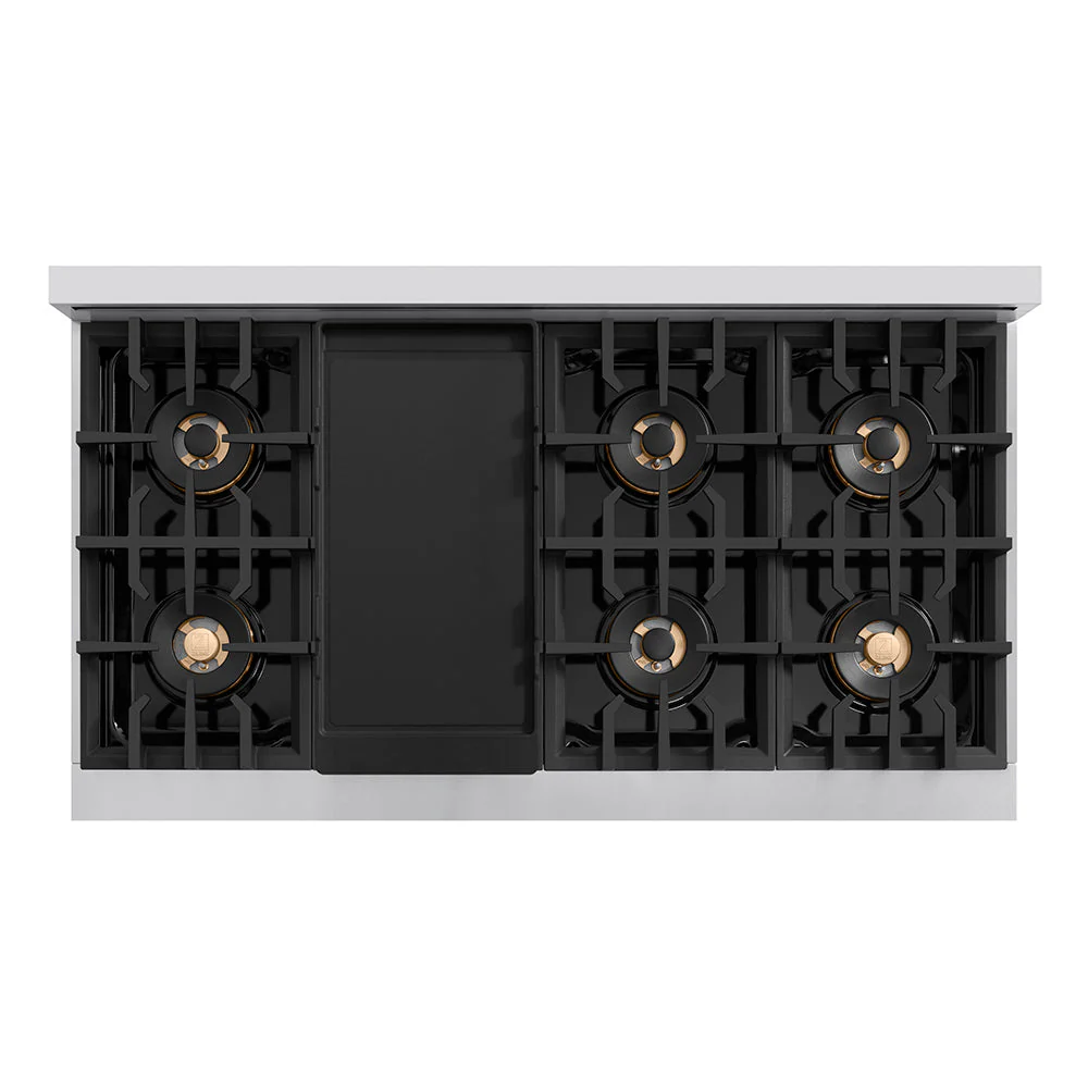 ZLINE Autograph Edition 48 in. 6.7 cu. ft. Classic Gas Range with 8 Burner DuoPro™ Cooktop and Dual Ovens in Stainless Steel and Champagne Bronze Accents, Open Box-Good Condition - Image 12