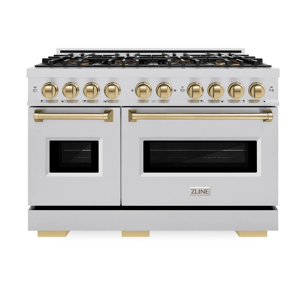 ZLINE Autograph Edition 48 in. 6.7 cu. ft. Classic Gas Range with 8 Burner DuoPro™ Cooktop and Dual Ovens in Stainless Steel and Champagne Bronze Accents, Open Box-Good Condition - Image 13