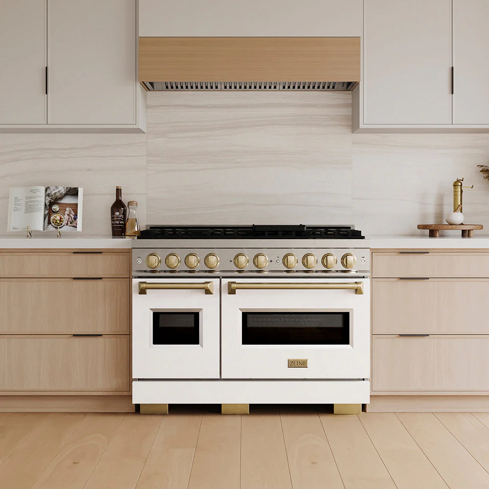 ZLINE Autograph Edition 48 in. 6.7 cu. ft. Classic Gas Range with 8 Burner DuoPro™ Cooktop and Dual Ovens with White Matte Doors and Champagne Bronze Accents, Open Box-Good Condition - Image 25