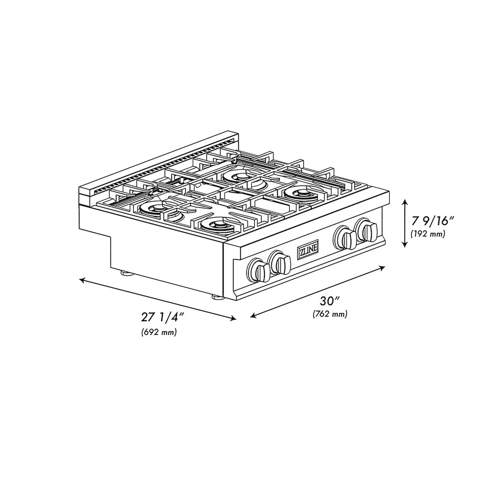 ZLINE 30 in. Classic Gas Rangetop with 4 Burner DuoPro™ Cooktop in Stainless Steel, Open Box-Good Condition - Image 13
