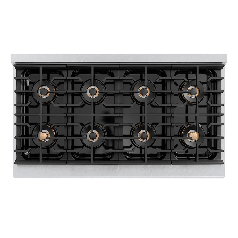 ZLINE Autograph Edition 48 in. 6.7 cu. ft. Paramount Dual Fuel Range with 8 Burner DuoPro™ Cooktop and Dual Ovens in Satin Stainless Steel and Matte Black Accents, Open Box-Good Condition - Image 2
