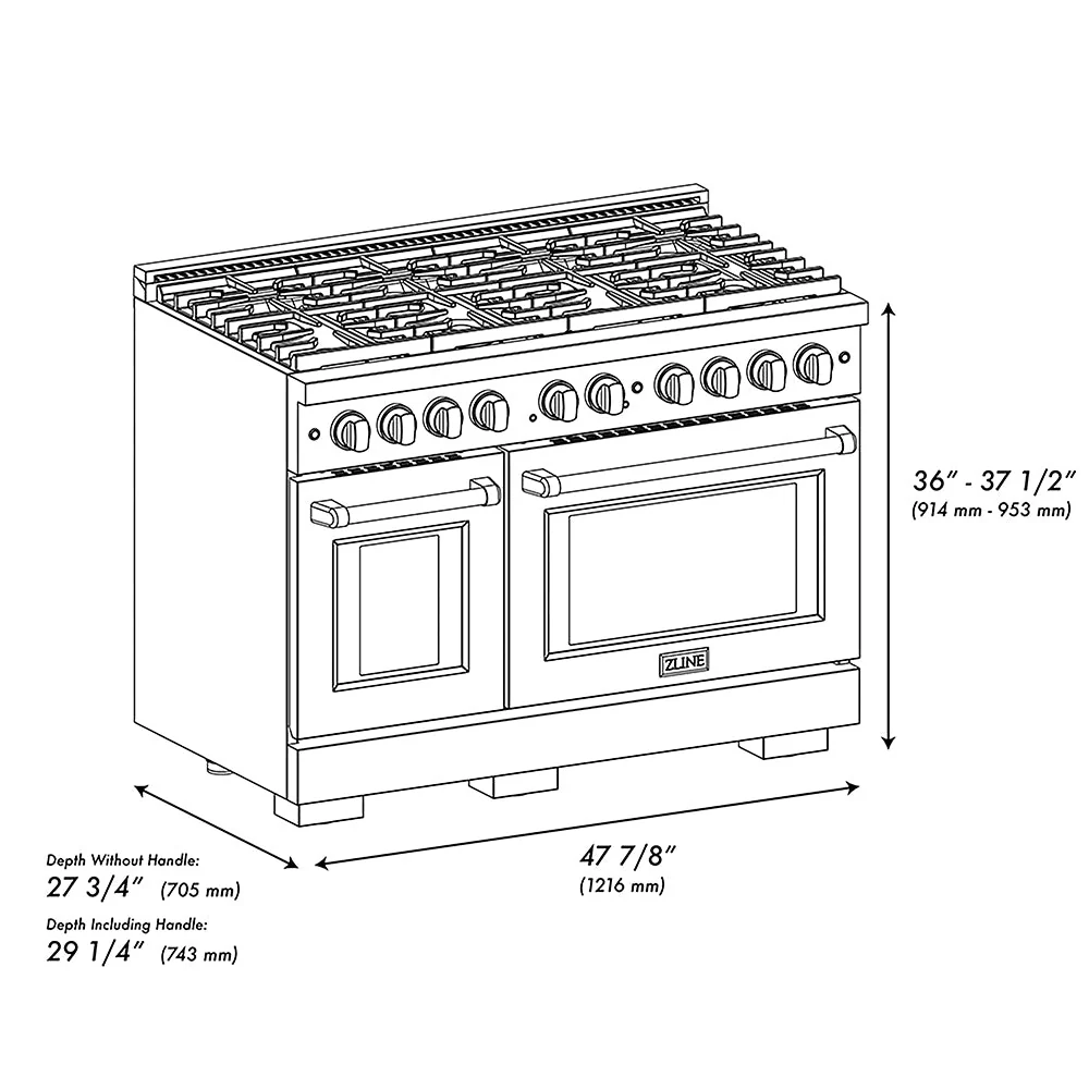 ZLINE 48 in. 6.7 cu. ft. Paramount Gas Range with 8 Burner DuoPro™ Cooktop and Dual Ovens in Stainless Steel, Open Box-Good Condition - Image 21
