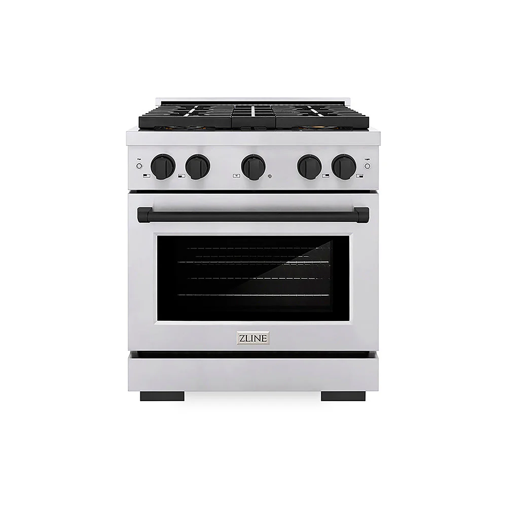 ZLINE Autograph Edition 30 in. 4.2 cu. ft. Paramount Gas Range with 4 Burner DuoPro™ Cooktop and Convection Gas Oven in Stainless Steel with Matte Black Accents, Open Box-Good Condition - Image 4
