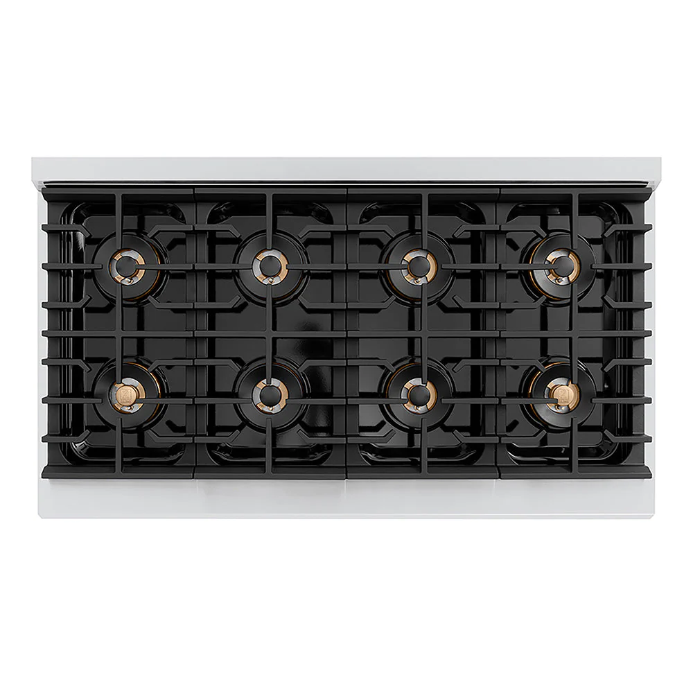 ZLINE Autograph Edition 48 in. 6.7 cu. ft. Paramount Gas Range with 8 Burner DuoPro™ Cooktop and Dual Ovens in Stainless Steel and Polished Gold Accents, Open Box-Good Condition - Image 2