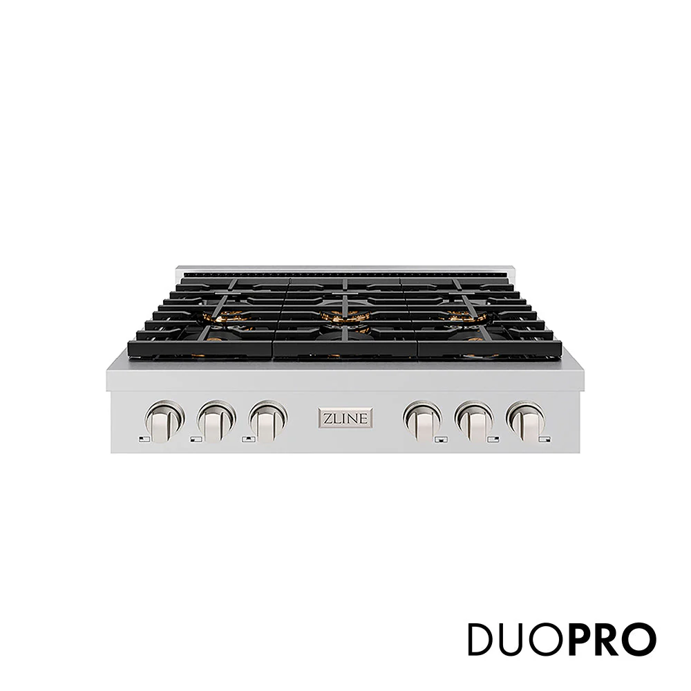 ZLINE 36 in. Paramount Gas Rangetop with 6 Burner DuoPro™ Cooktop in Stainless Steel