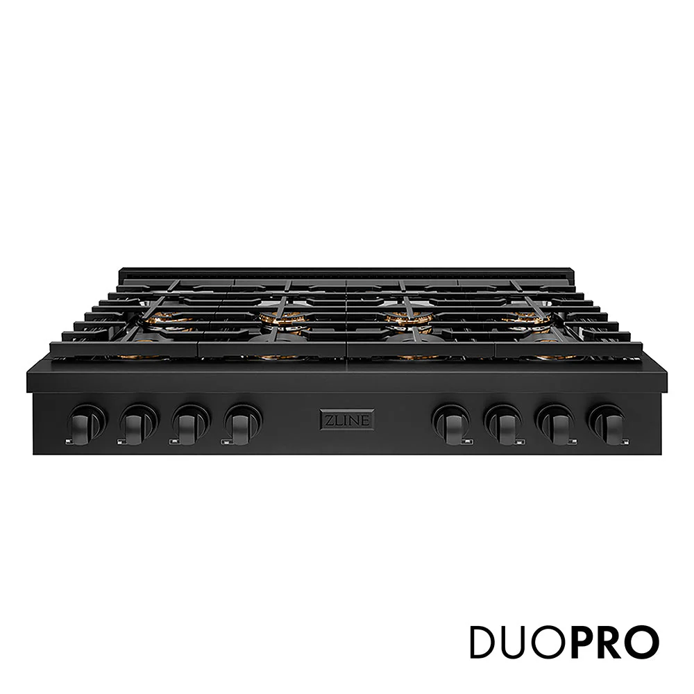 ZLINE 48 in. Paramount Gas Rangetop with 8 Burner DuoPro™ Cooktop in Black Stainless Steel, Open Box-Good Condition
