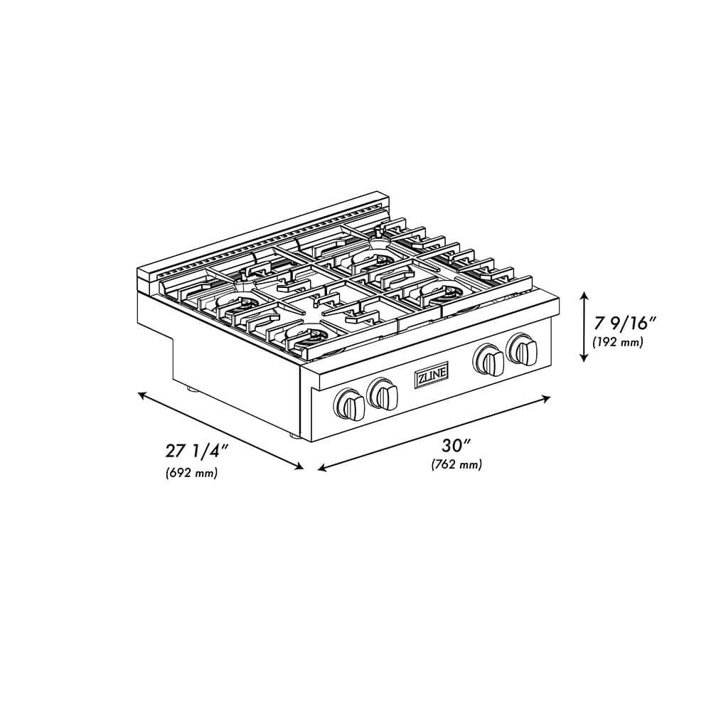 ZLINE Autograph Edition 30 in. Paramount Gas Rangetop with 4 Burner DuoPro™ Cooktop in Black Satin Stainless Steel and Champagne Bronze Accents, Open Box-Good Condition - Image 13