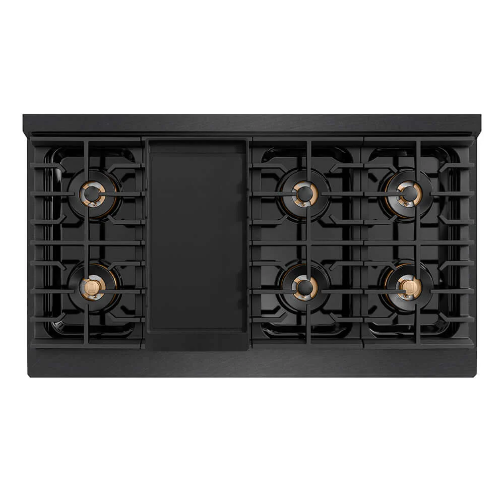 ZLINE Autograph Edition 48 in. Paramount Gas Rangetop with 8 Burner DuoPro™ Cooktop in Black Satin Stainless Steel and Champagne Bronze Accents, Open Box-Good Condition - Image 4