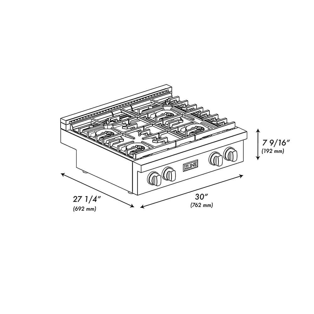 ZLINE Autograph Edition 30 in. Paramount Gas Rangetop with 4 Burner DuoPro™ Cooktop in Satin Stainless Steel and Polished Gold Accents, Open Box-Good Condition - Image 11