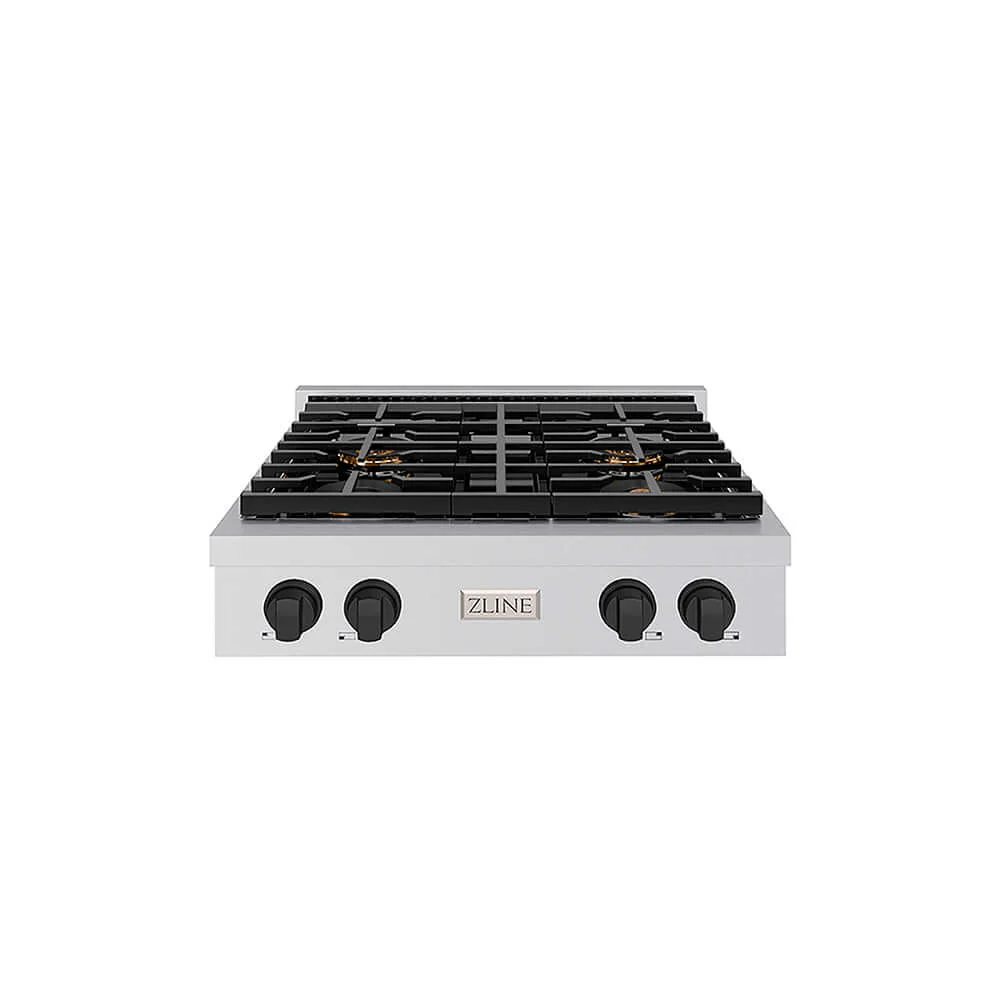 ZLINE Autograph Edition 30 in. Paramount Gas Rangetop with 4 Burner DuoPro™ Cooktop in Stainless Steel and Matte Black Accents, Open Box-Good Condition - Image 4