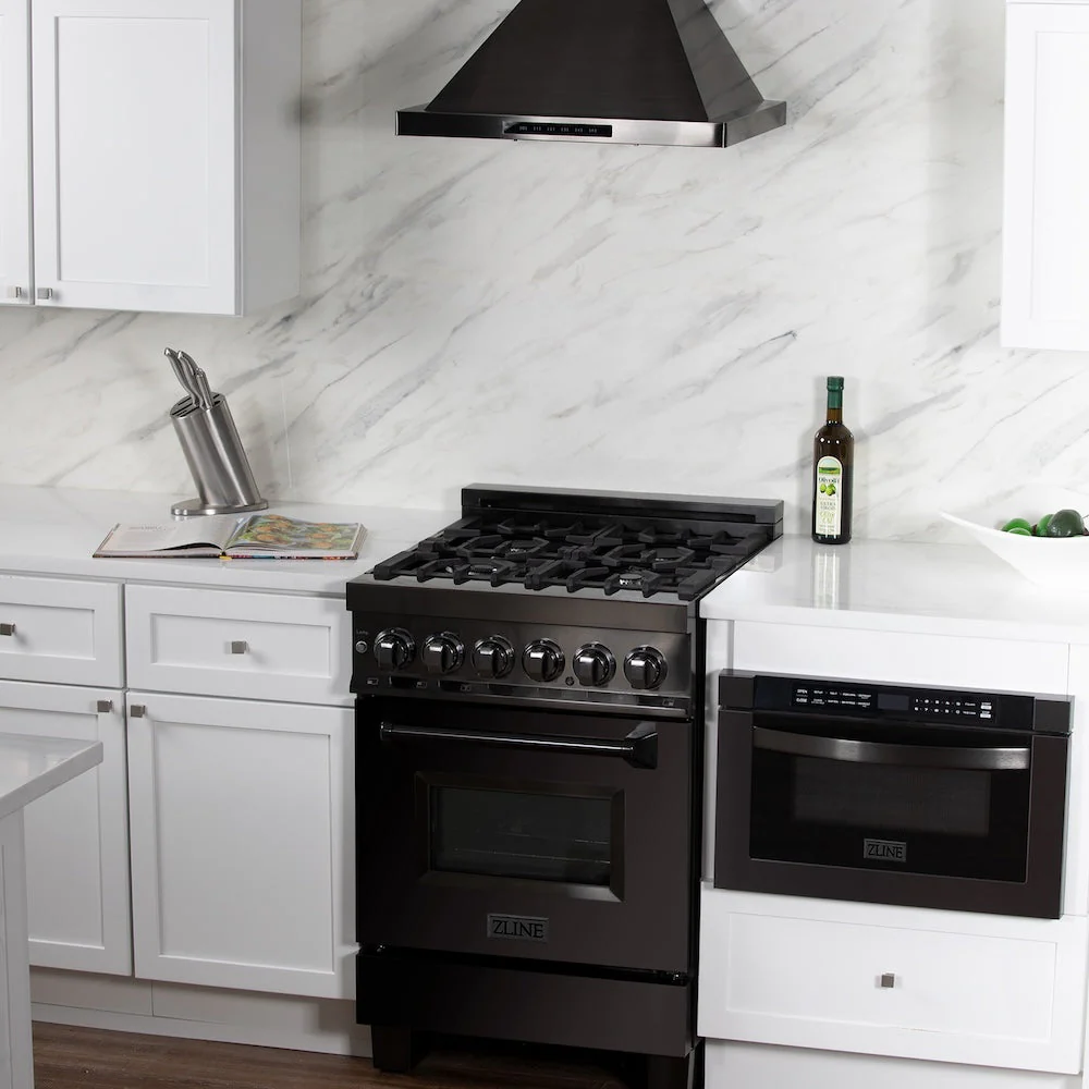 ZLINE 24 in. 2.8 cu. ft. Legacy Dual Fuel Range with 4 Burner Gas Cooktop and Electric Convection Oven in Black Stainless Steel, Open Box-Good Condition - Image 22