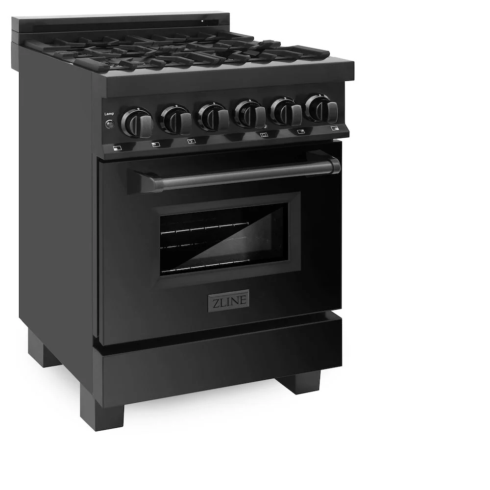 ZLINE 24 in. 2.8 cu. ft. Legacy Dual Fuel Range with 4 Burner Gas Cooktop and Electric Convection Oven in Black Stainless Steel, Open Box-Good Condition - Image 3