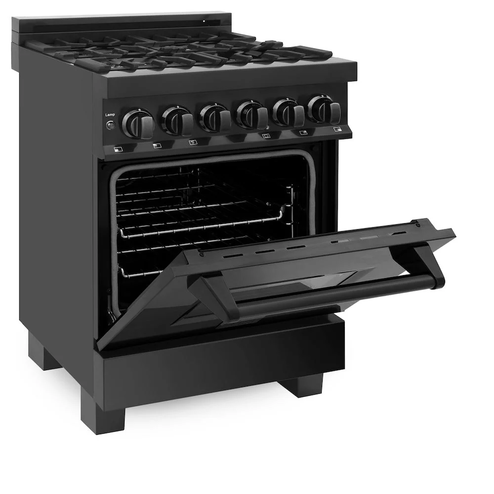 ZLINE 24 in. 2.8 cu. ft. Legacy Dual Fuel Range with 4 Burner Gas Cooktop and Electric Convection Oven in Black Stainless Steel, Open Box-Good Condition - Image 4