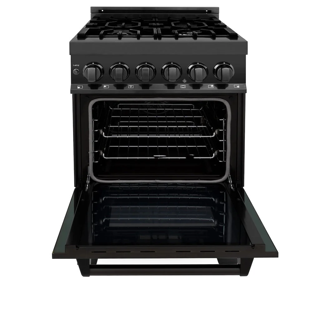 ZLINE 24 in. 2.8 cu. ft. Legacy Dual Fuel Range with 4 Burner Gas Cooktop and Electric Convection Oven in Black Stainless Steel, Open Box-Good Condition - Image 9