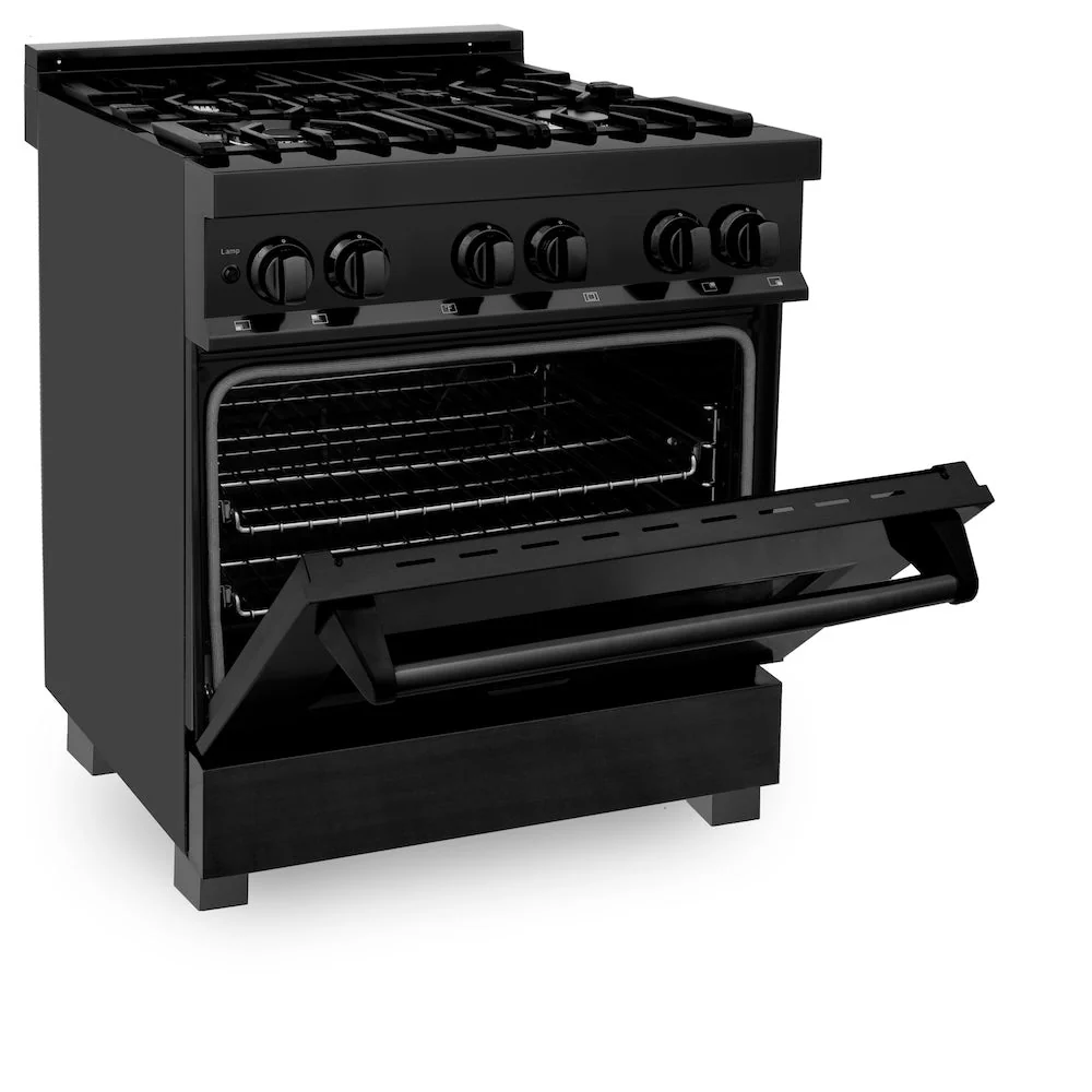 ZLINE 30 in. 4.0 cu. ft. Legacy Dual Fuel Range with 4 Burner Gas Cooktop and Electric Convection Oven in Black Stainless Steel, Open Box-Good Condition - Image 4