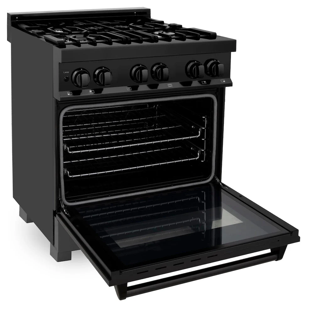 ZLINE 30 in. 4.0 cu. ft. Legacy Dual Fuel Range with 4 Burner Gas Cooktop and Electric Convection Oven in Black Stainless Steel, Open Box-Good Condition - Image 5