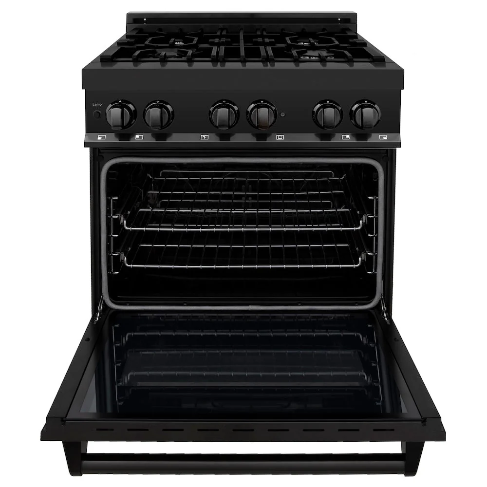 ZLINE 30 in. 4.0 cu. ft. Legacy Dual Fuel Range with 4 Burner Gas Cooktop and Electric Convection Oven in Black Stainless Steel, Open Box-Good Condition - Image 9