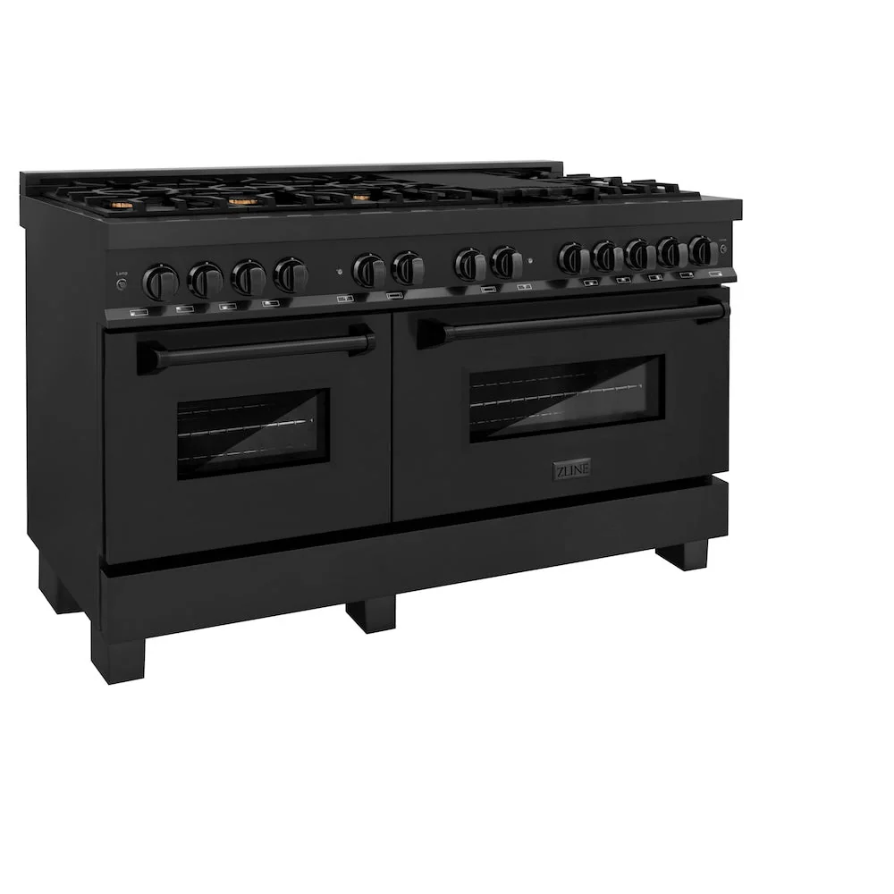ZLINE 60 in. 7.4 cu. ft. Legacy Dual Fuel Range with 9 Burner Gas Cooktop and 2 Electric Convection Ovens in Black Stainless Steel, Open Box-Good Condition - Image 3