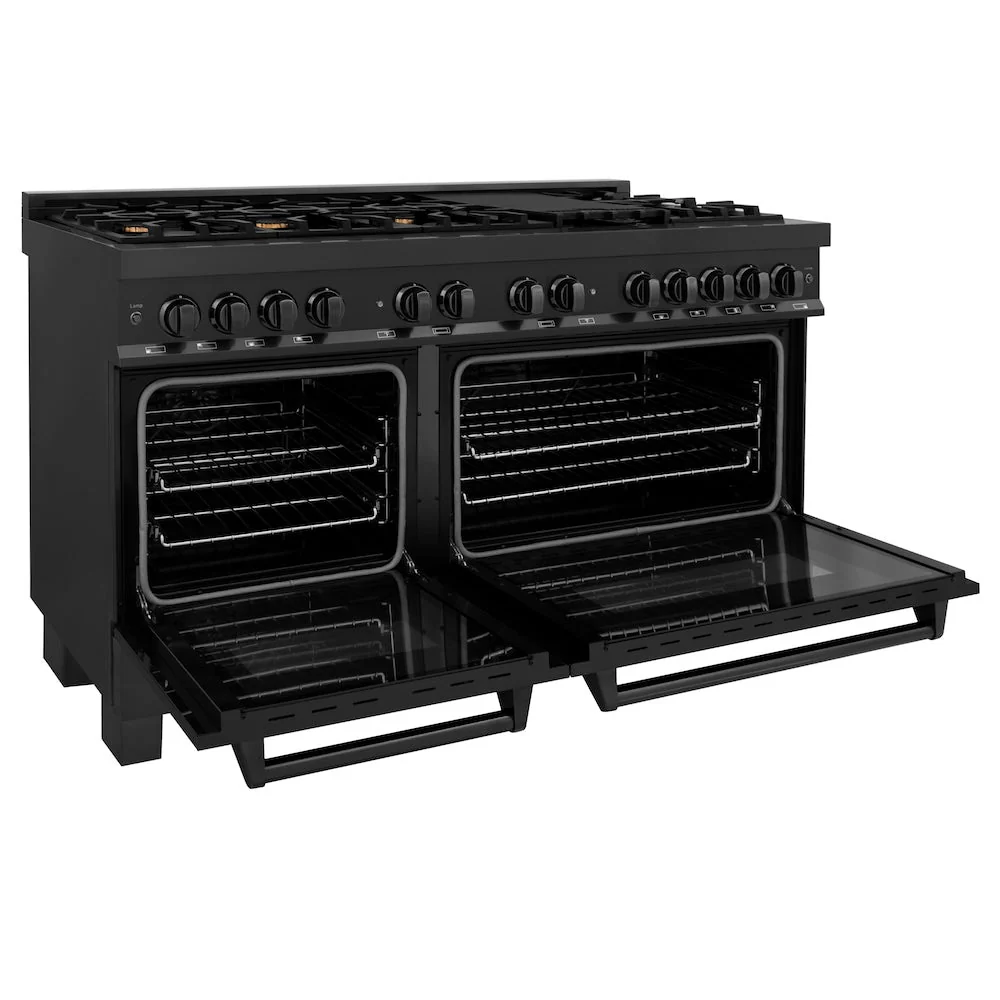 ZLINE 60 in. 7.4 cu. ft. Legacy Dual Fuel Range with 9 Burner Gas Cooktop and 2 Electric Convection Ovens in Black Stainless Steel, Open Box-Good Condition - Image 5