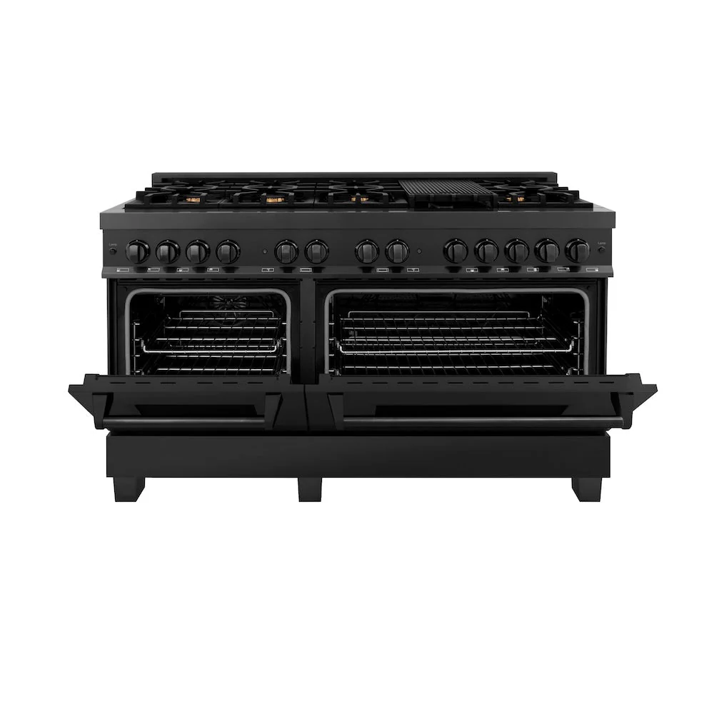 ZLINE 60 in. 7.4 cu. ft. Legacy Dual Fuel Range with 9 Burner Gas Cooktop and 2 Electric Convection Ovens in Black Stainless Steel, Open Box-Good Condition - Image 8