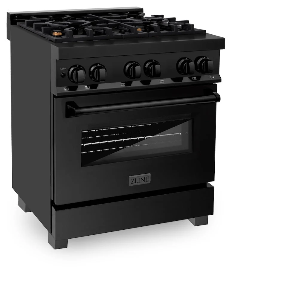 ZLINE 30 in. 4.0 cu. ft. Legacy Dual Fuel Range with Gas Cooktop and Electric Convection Oven in Black Stainless Steel with 4 Brass Burners, Open Box-Good Condition - Image 3