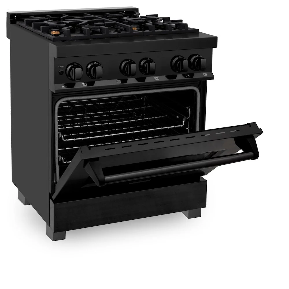 ZLINE 30 in. 4.0 cu. ft. Legacy Dual Fuel Range with Gas Cooktop and Electric Convection Oven in Black Stainless Steel with 4 Brass Burners, Open Box-Good Condition - Image 4