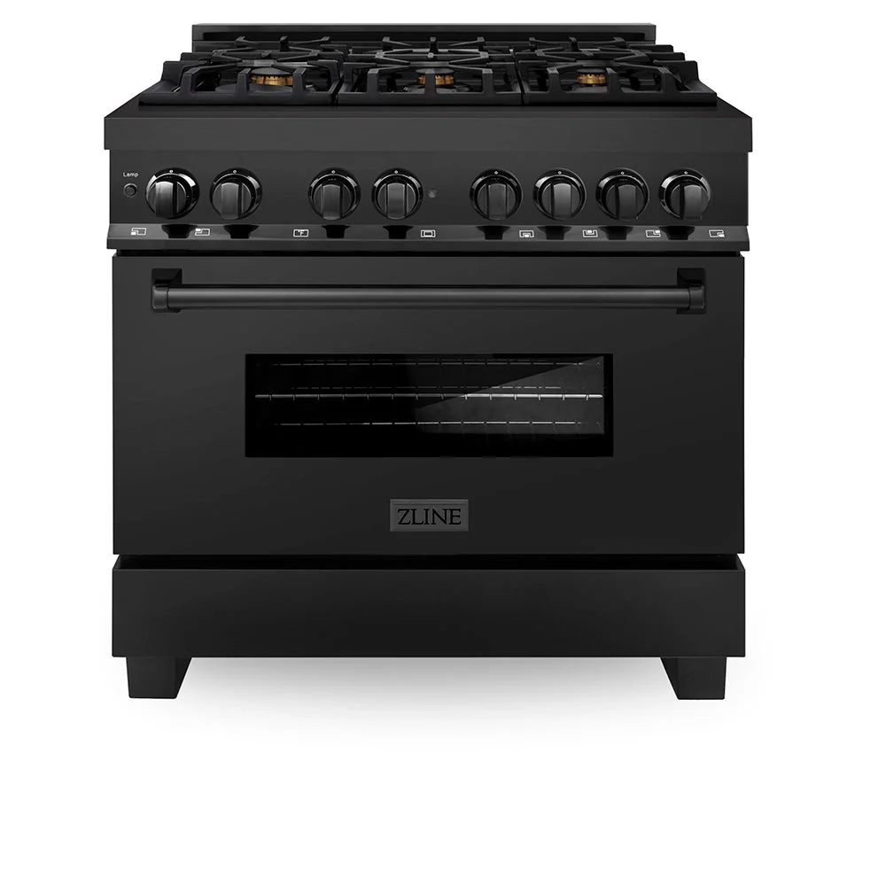 ZLINE 36 in. 4.6 cu. ft. Legacy Dual Fuel Range with Gas Cooktop and Electric Convection Oven in Black Stainless Steel with 6 Brass Burners, Open Box-Good Condition - Image 7