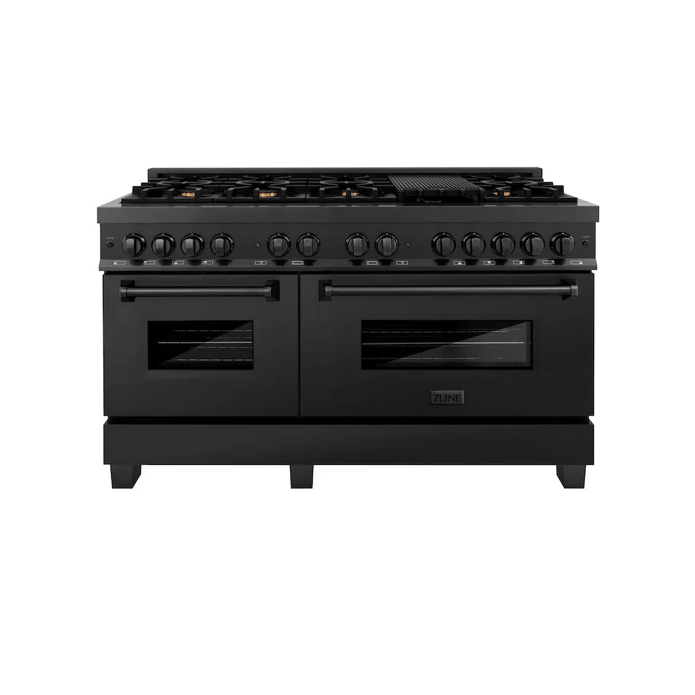 ZLINE 60 in. 7.4 cu. ft. Legacy Dual Fuel Range with Gas Cooktop and 2 Electric Convection Ovens in Black Stainless Steel with 8 Brass Burners, Open Box-Good Condition - Image 7