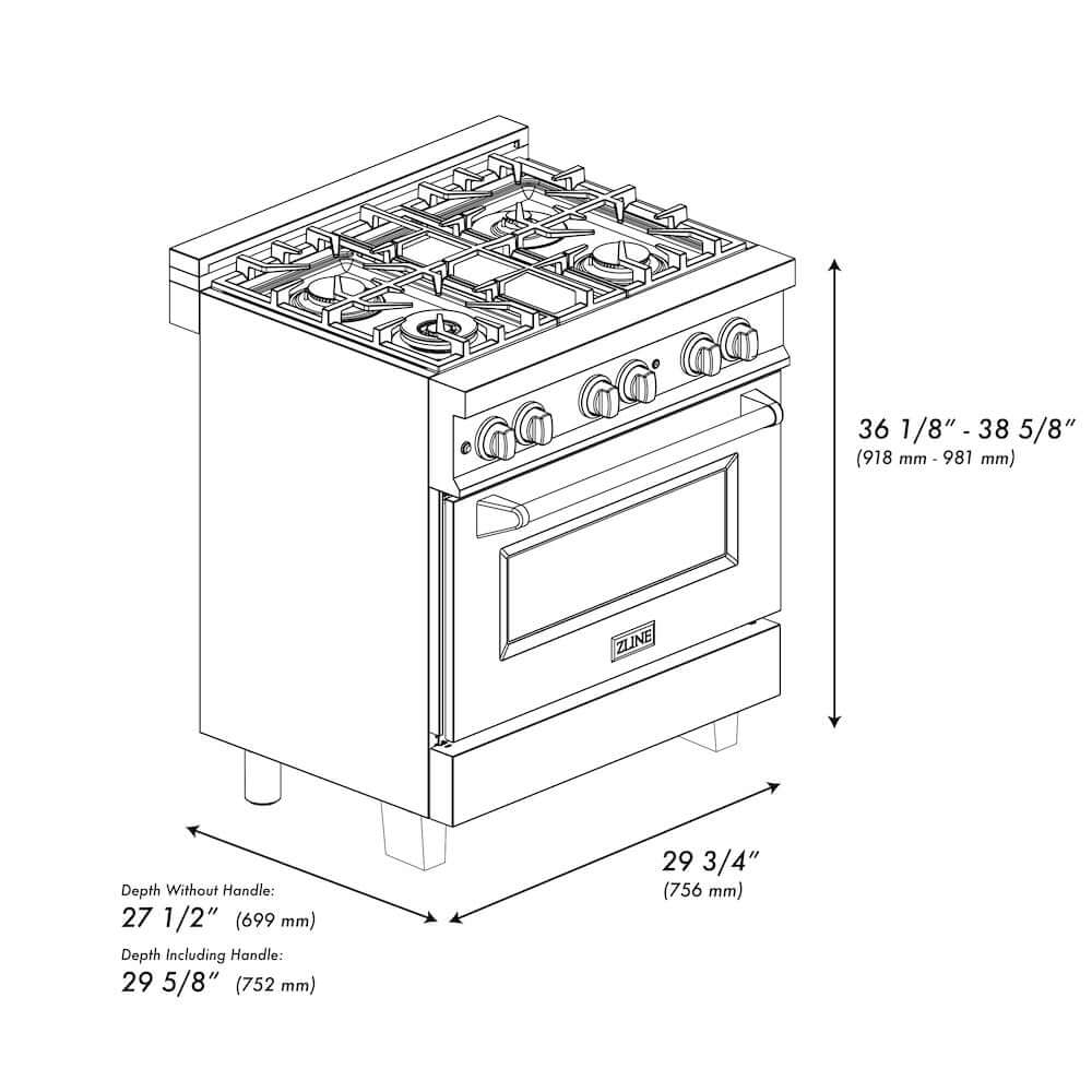 ZLINE Autograph Edition 30 in. 4.0 cu. ft. Legacy Dual Fuel Range with 4 Burner Gas Cooktop and Electric Convection Oven in Black Stainless Steel and Champagne Bronze Accents, Open Box-Good Condition - Image 14