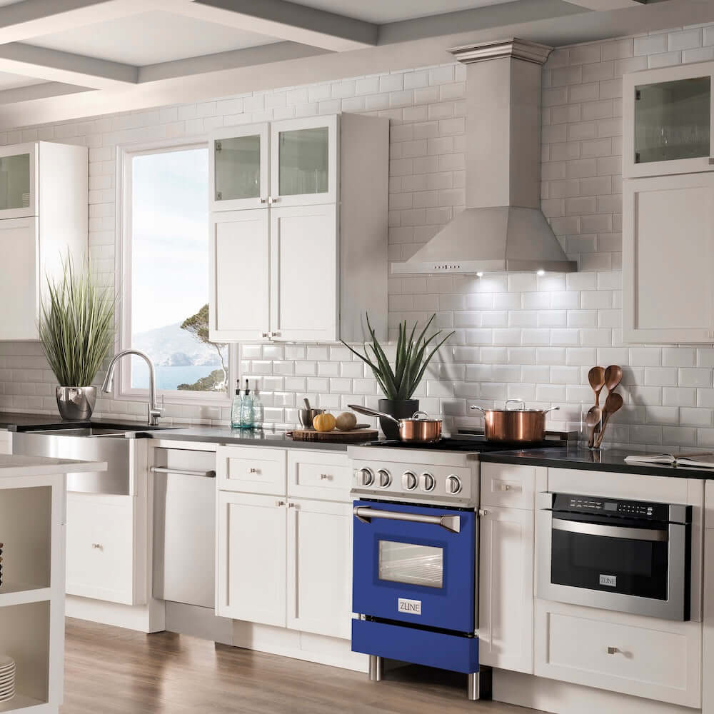 ZLINE 24 in. 2.8 cu. ft. Legacy Induction Range with 4 Element Cooktop and Electric Oven in Stainless Steel and Blue Matte Door, Open Box-Good Condition - Image 2