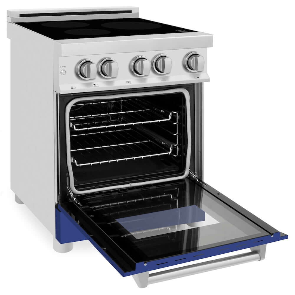 ZLINE 24 in. 2.8 cu. ft. Legacy Induction Range with 4 Element Cooktop and Electric Oven in Stainless Steel and Blue Matte Door, Open Box-Good Condition - Image 5