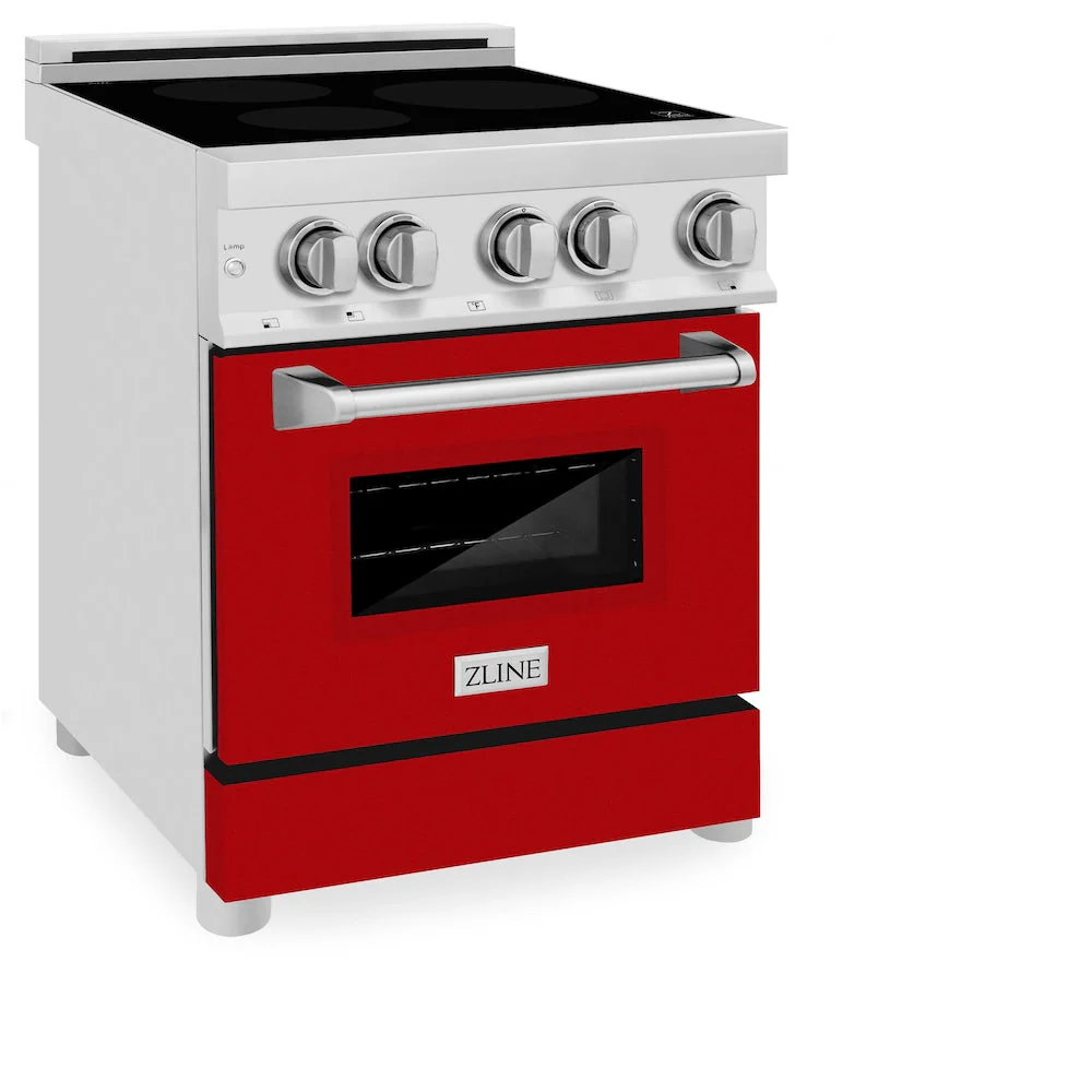ZLINE 24 in. 2.8 cu. ft. Legacy Induction Range with 4 Element Cooktop and Electric Oven in Stainless Steel and Red Gloss Door, Open Box-Good Condition - Image 3