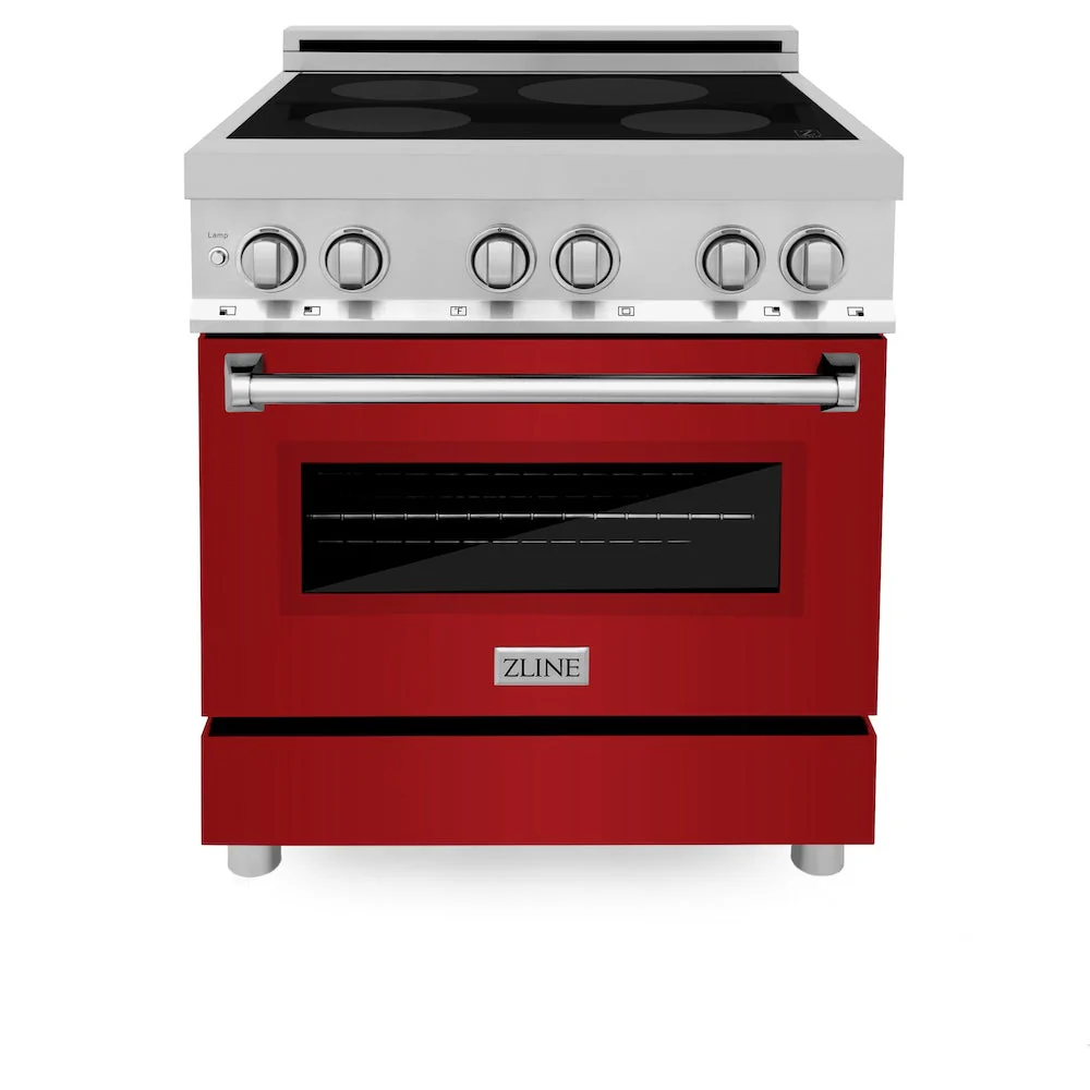 ZLINE 30 in. 4.0 cu. ft. Legacy Induction Range with 4 Element Cooktop and Electric Oven in Stainless Steel and Red Gloss Door, Open Box-Good Condition - Image 4