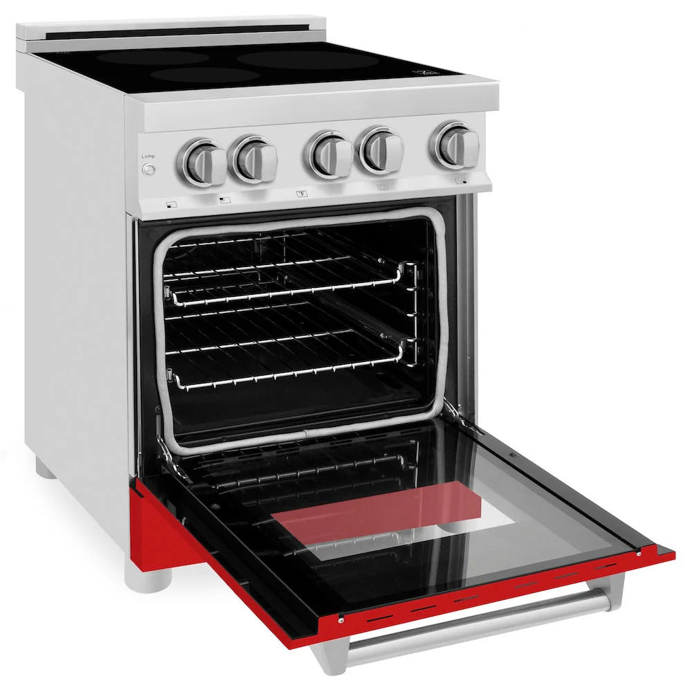 ZLINE 24 in. 2.8 cu. ft. Legacy Induction Range with 4 Element Cooktop and Electric Oven in Stainless Steel and Red Matte Door, Open Box-Good Condition - Image 5