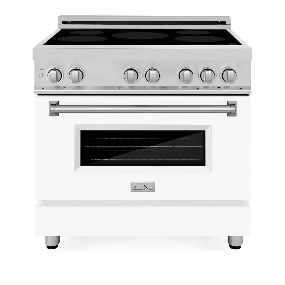 ZLINE 36 in. 4.6 cu. ft. Legacy Induction Range with 5 Element Cooktop and Electric Oven in Stainless Steel and White Matte Door, Open Box-Good Condition - Image 6