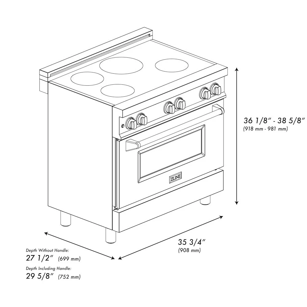 ZLINE 36 in. 4.6 cu. ft. Legacy Induction Range with 5 Element Cooktop and Electric Oven in Satin Stainless Steel and Blue Gloss Door, Open Box-Good Condition - Image 20