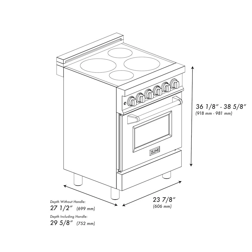 ZLINE 24 in. 2.8 cu. ft. Legacy Induction Range with 4 Element Cooktop and Electric Oven in Satin Stainless Steel and Black Matte Door, Open Box-Good Condition - Image 10