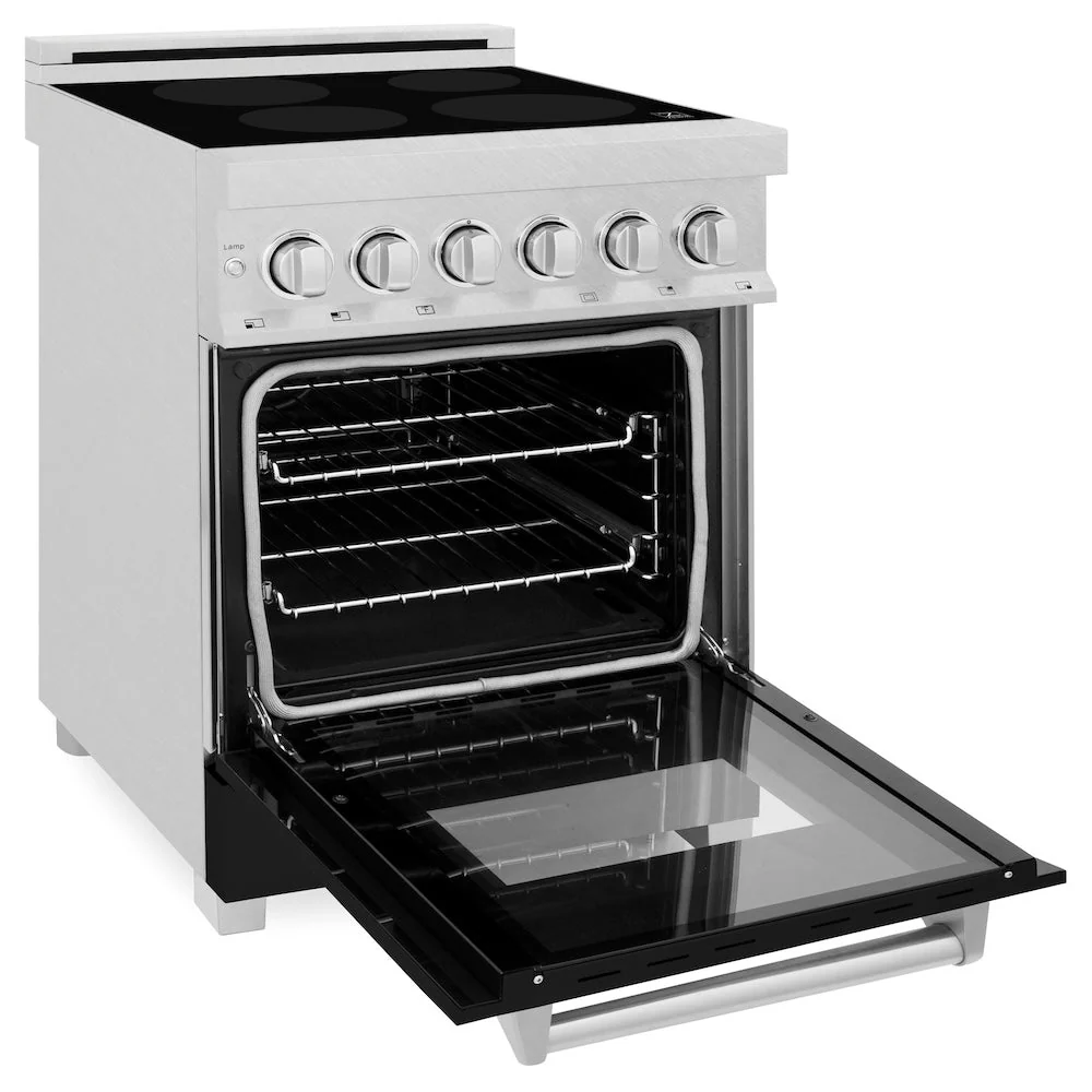 ZLINE 24 in. 2.8 cu. ft. Legacy Induction Range with 4 Element Cooktop and Electric Oven in Satin Stainless Steel and Black Matte Door, Open Box-Good Condition - Image 4
