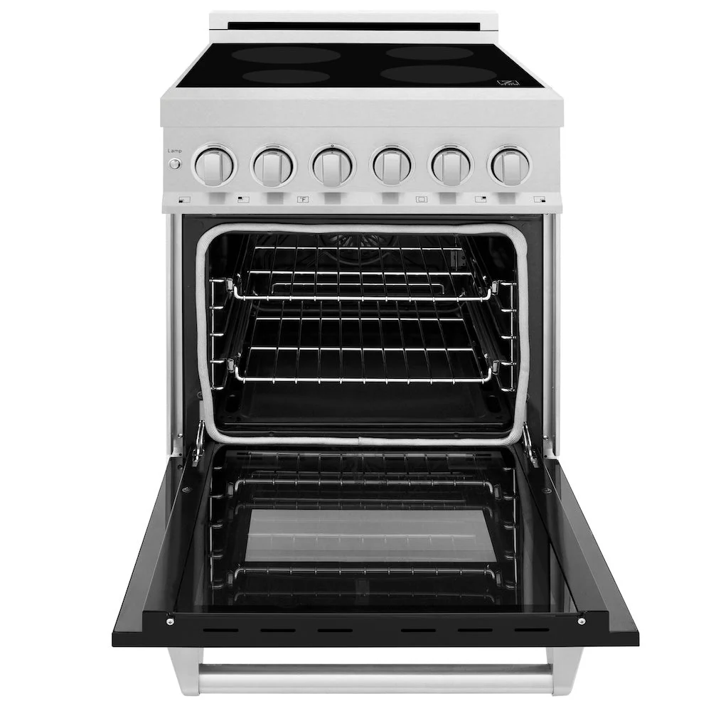 ZLINE 24 in. 2.8 cu. ft. Legacy Induction Range with 4 Element Cooktop and Electric Oven in Satin Stainless Steel and Black Matte Door, Open Box-Good Condition - Image 7